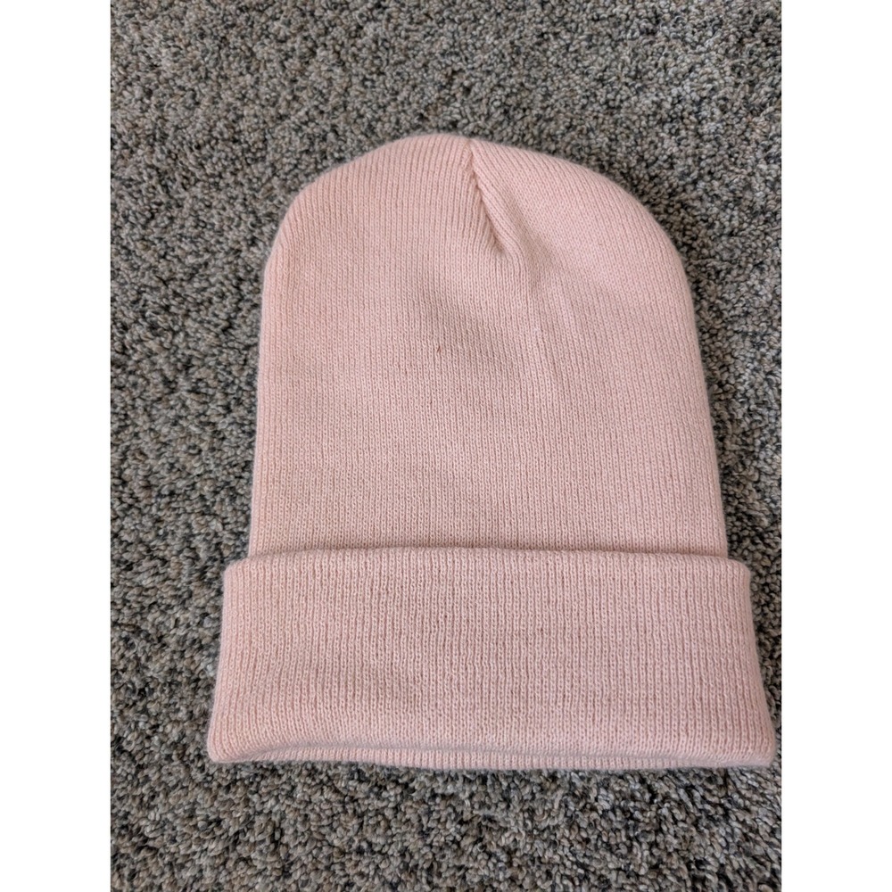 Carhartt Acrylic Watch Hat Beanie Pastel Pink Ribbed Knit Logo Patch A18 PNK - Picture 3 of 3